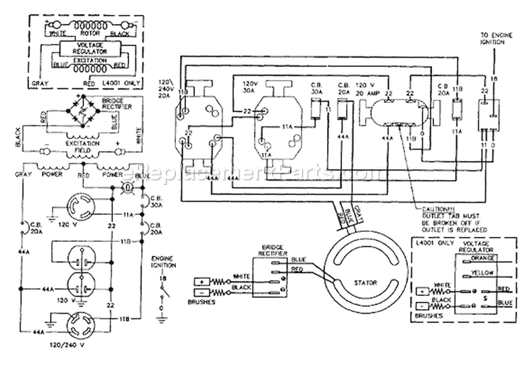 Page E Diagram and Parts List for 8915-2 L4002 Briggs and Stratton Generator